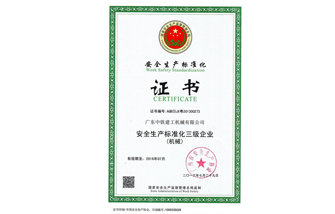 安全标准化证书